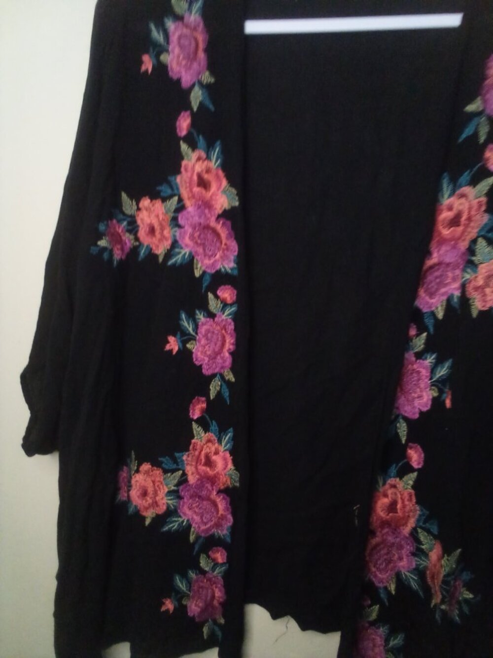 Yiayia Ponytail Lightweight Cardigan S M Open Front Embroidery Short Sleeve - Picture 4 of 15